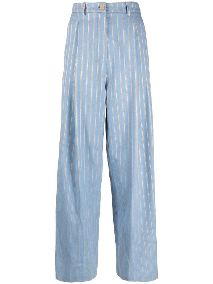 Pantaloni azzurri rigati donna