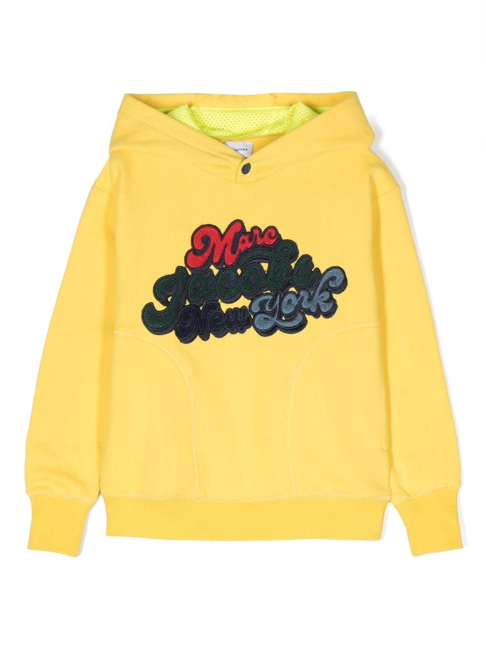 Felpa gialla bambino con stampa multicolor e cappuccio W25621 526 Marc Jacobs Kids 