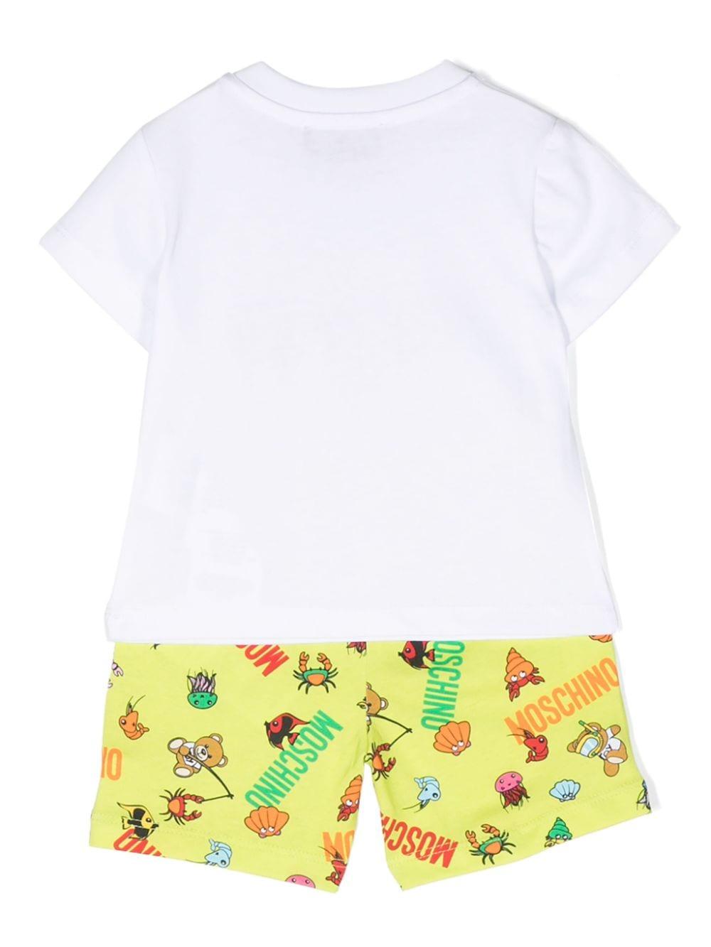 Set bianco/verde neonato MUG017LAB95 85840 MOSCHINO KIDS 