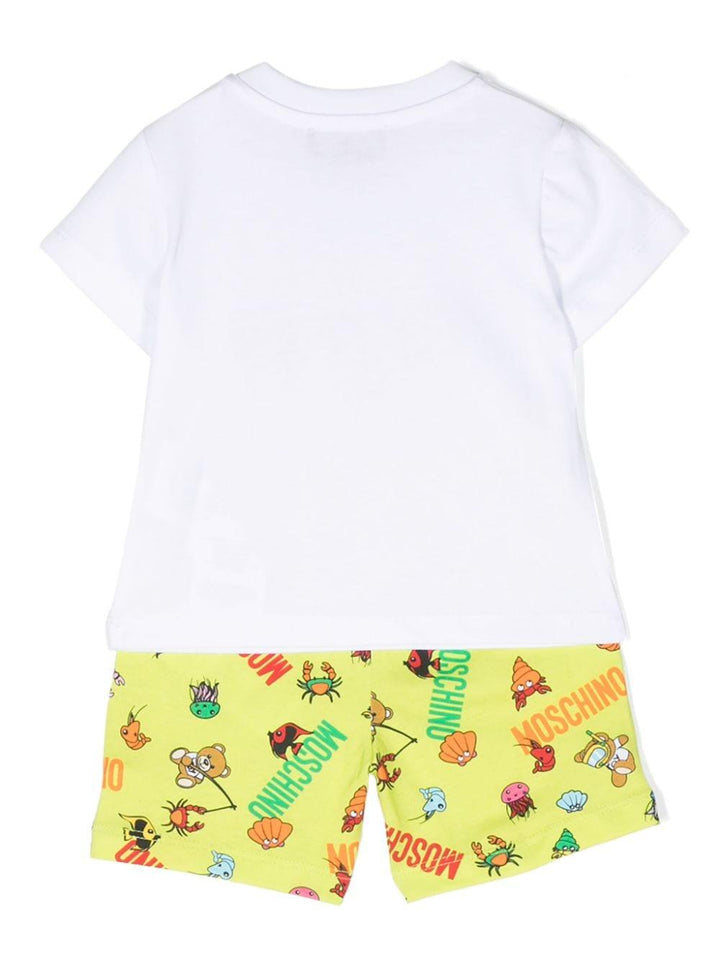 Set bianco/verde neonato MUG017LAB95 85840 MOSCHINO KIDS 