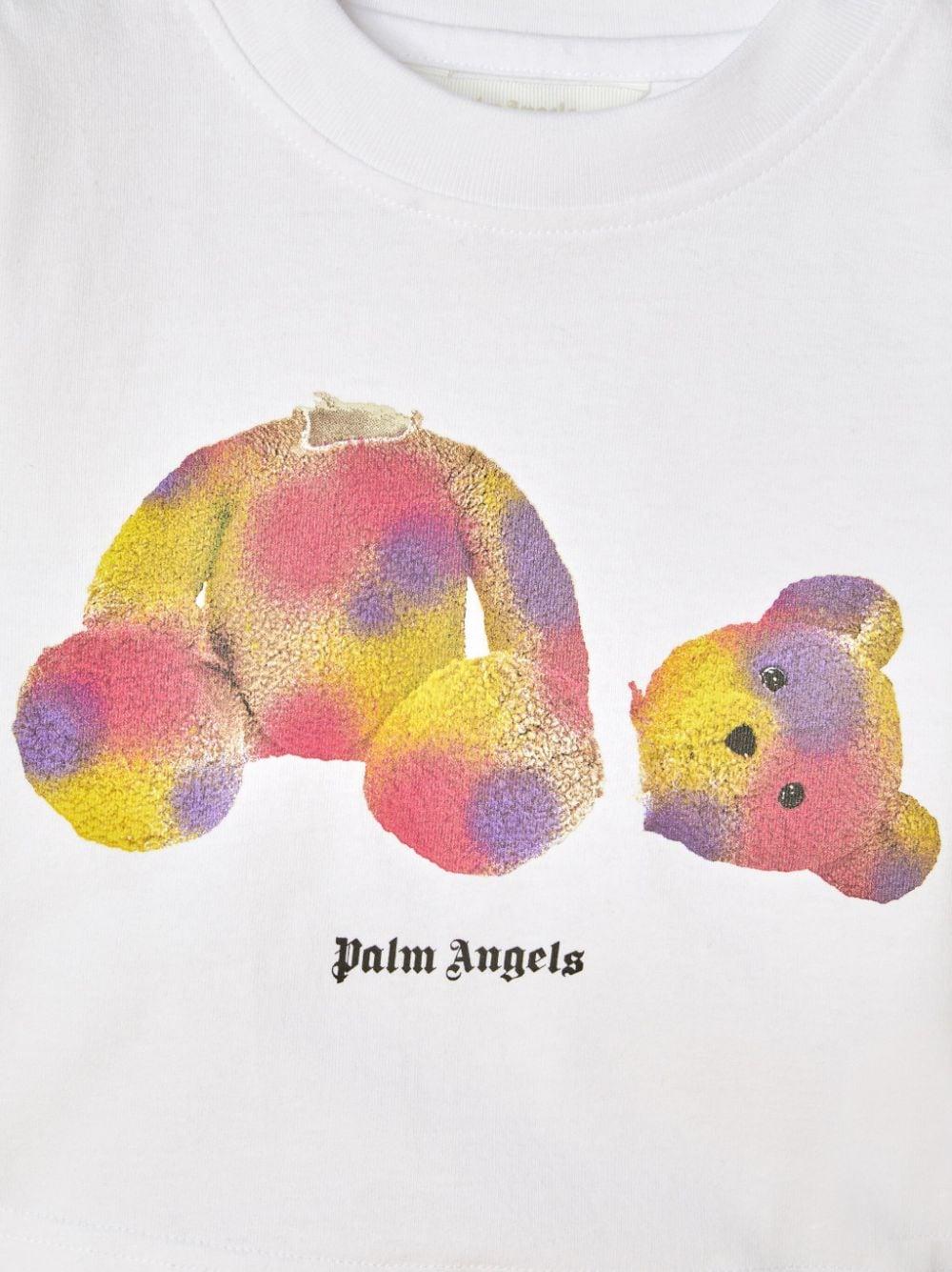 T-shirt bianca bambina con stampa multicolor PGAA004C99JER001 0132 PALM ANGELS KIDS 