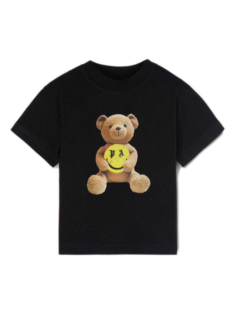 T-shirt nera bambino con stampa multicolor PBAA003F23JER006 1015 PALM ANGELS KIDS 
