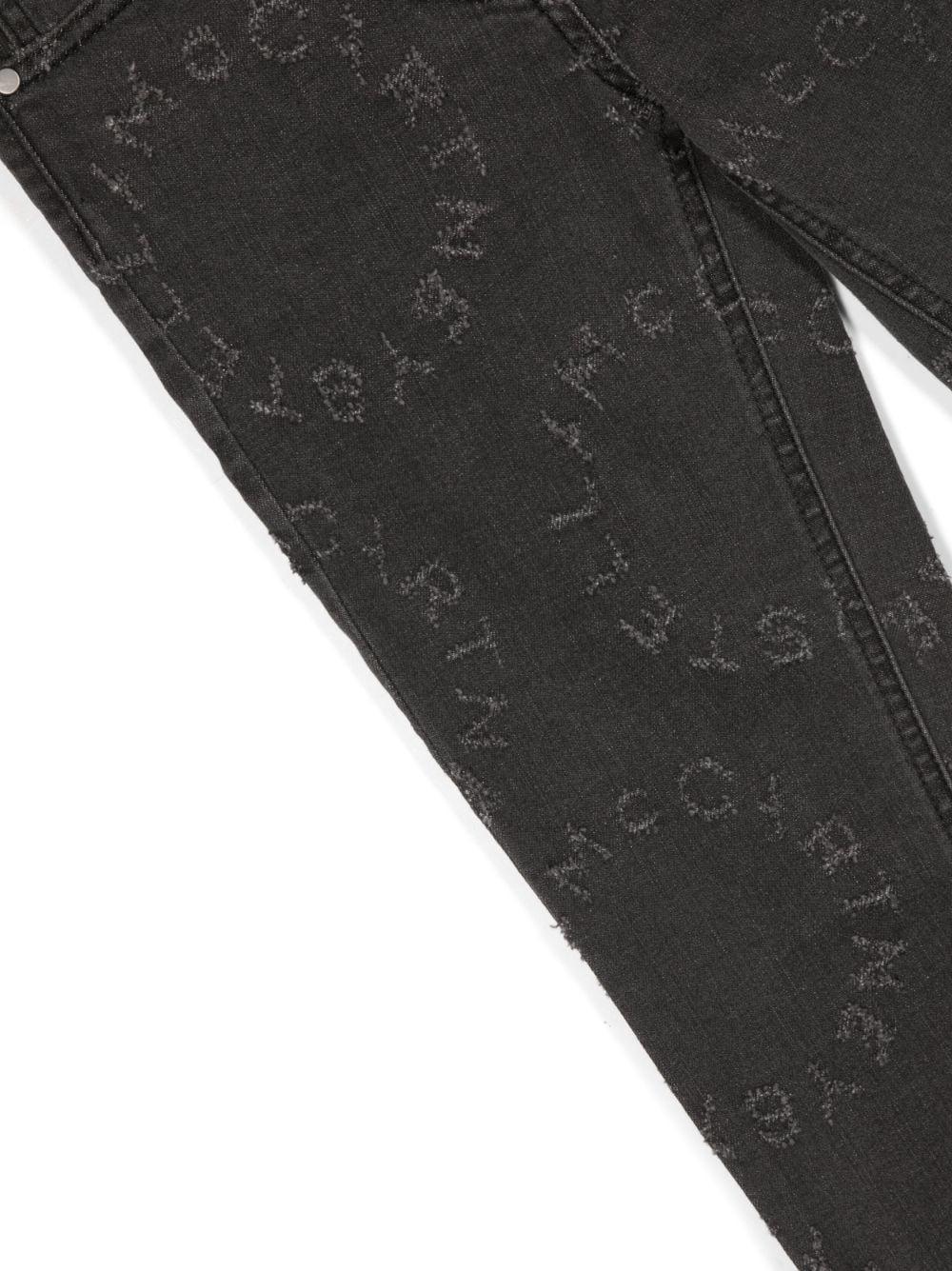 Pantaloni jeans grigio scuro bambina con ricamo