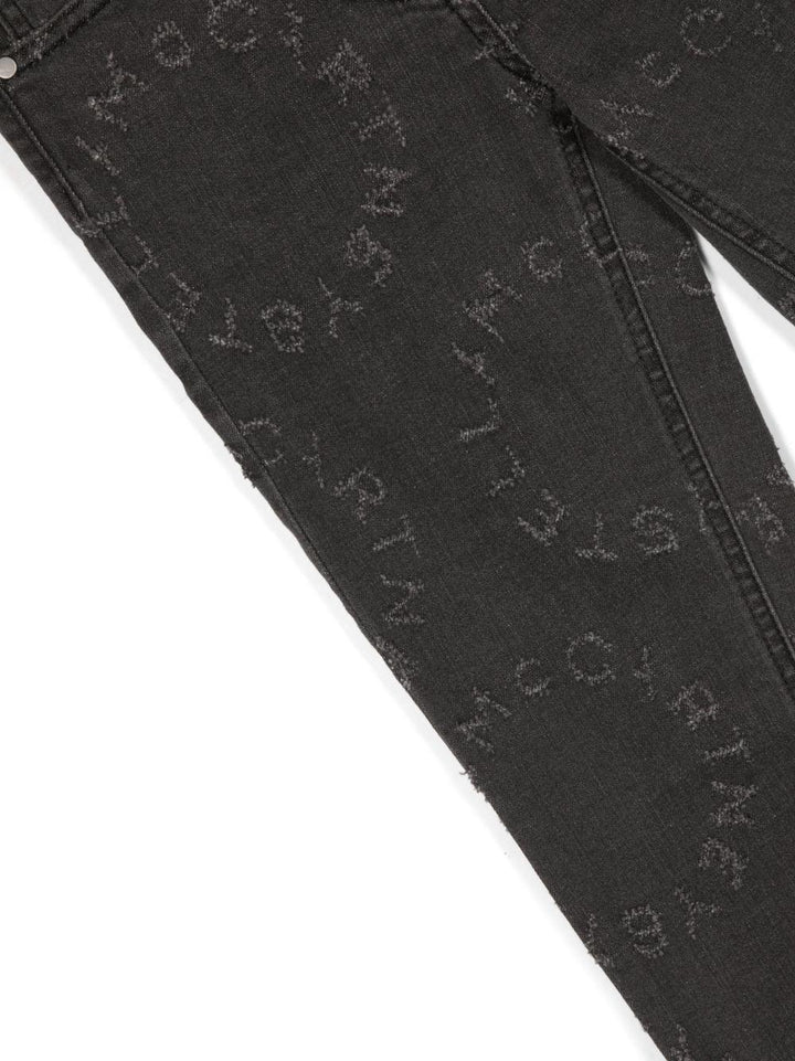 Pantaloni jeans grigio scuro bambina con ricamo