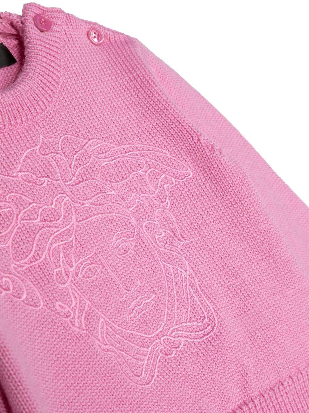 Maglia rosa neonata con ricamo