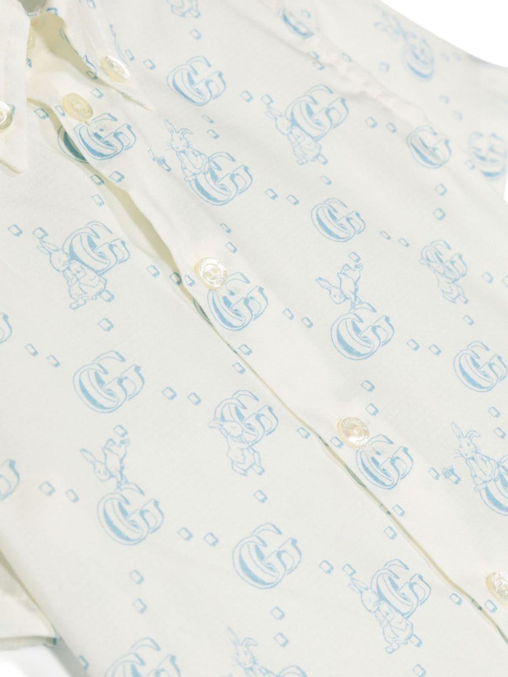 Camicia beige/celeste neonato