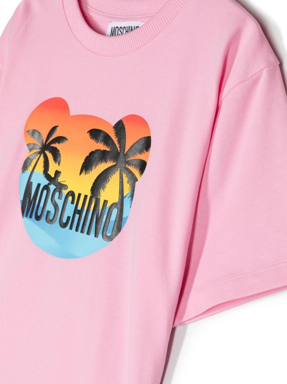 T-shirt bambina rosa/multicolore HUM04SLBA10 50206 MOSCHINO KIDS 