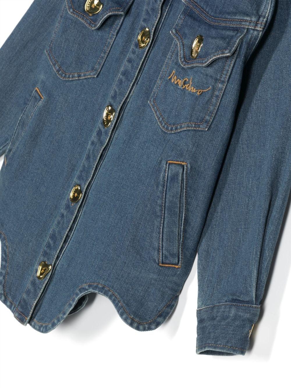 Giacca indaco bambina con ricamo