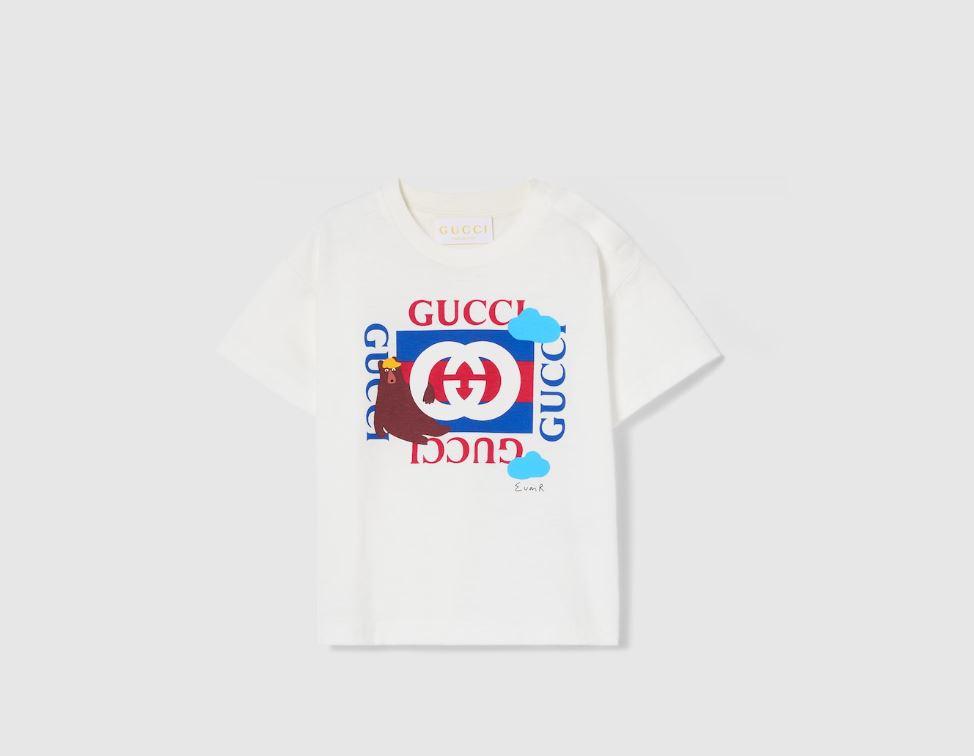 t-shirt bianca neonato 837171XJHE6 9214 GUCCI KIDS 