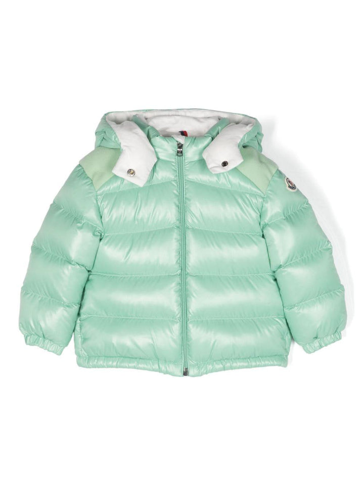 Giubbotto verde neonato con logo 1A000285963V 8LG Moncler Kids 