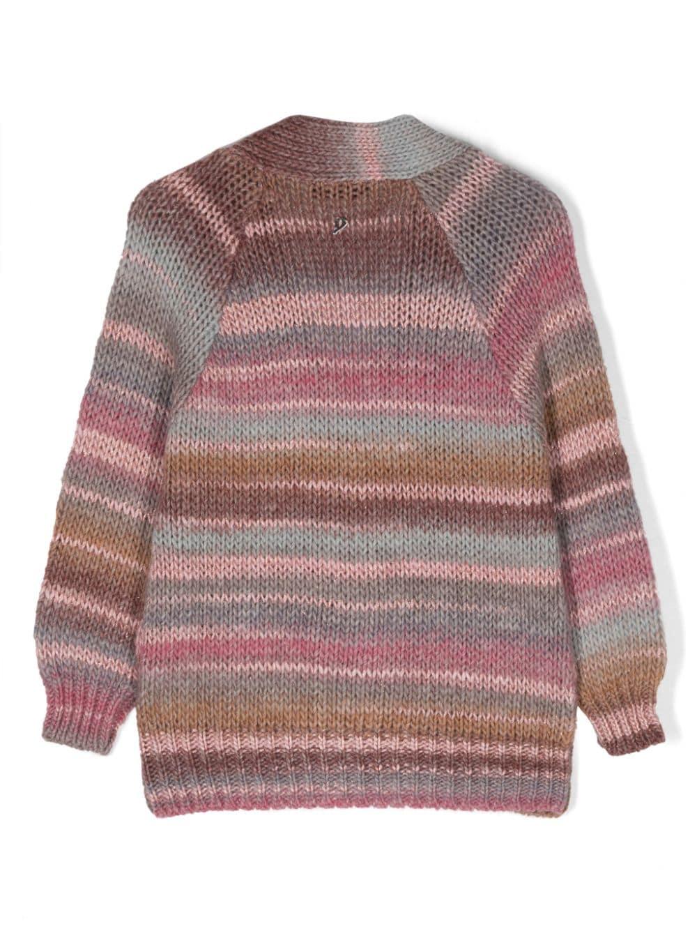 Cardigan rosa a righe multicolor bambina