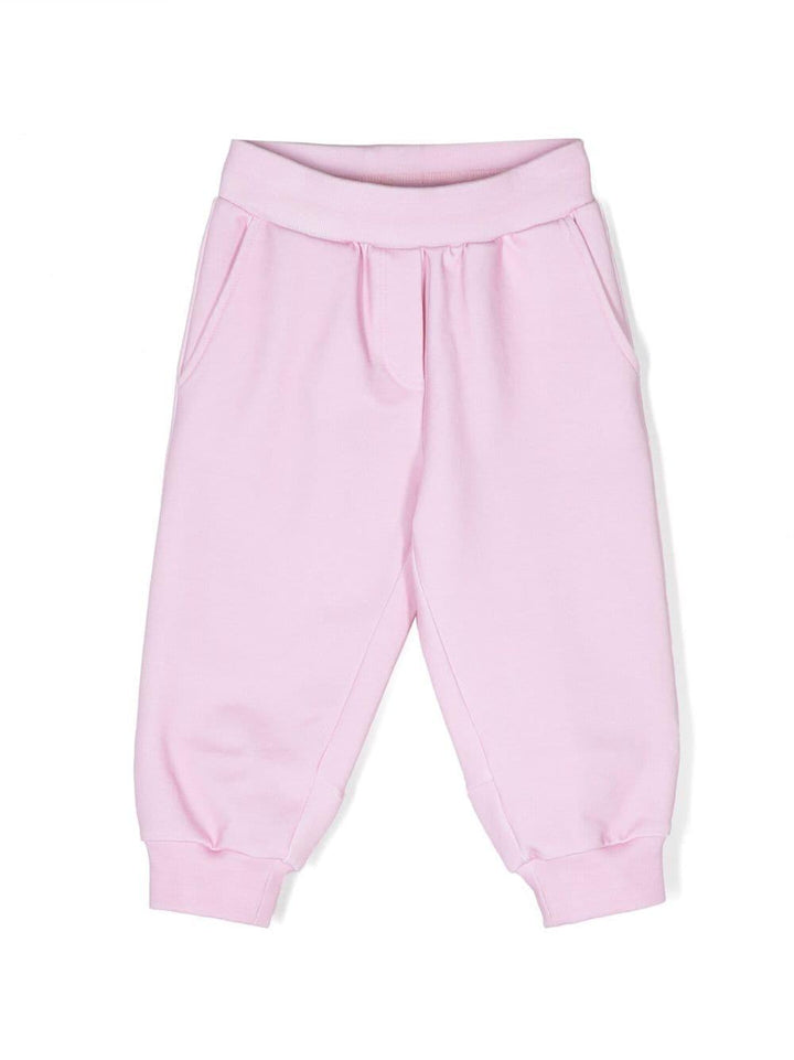 Pantalone rosa neonata con applicazioni posteriori