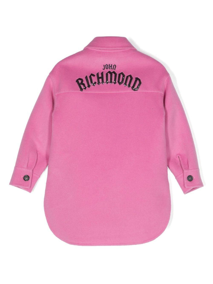 Giacca rosa pastello bambina con logo ricamato