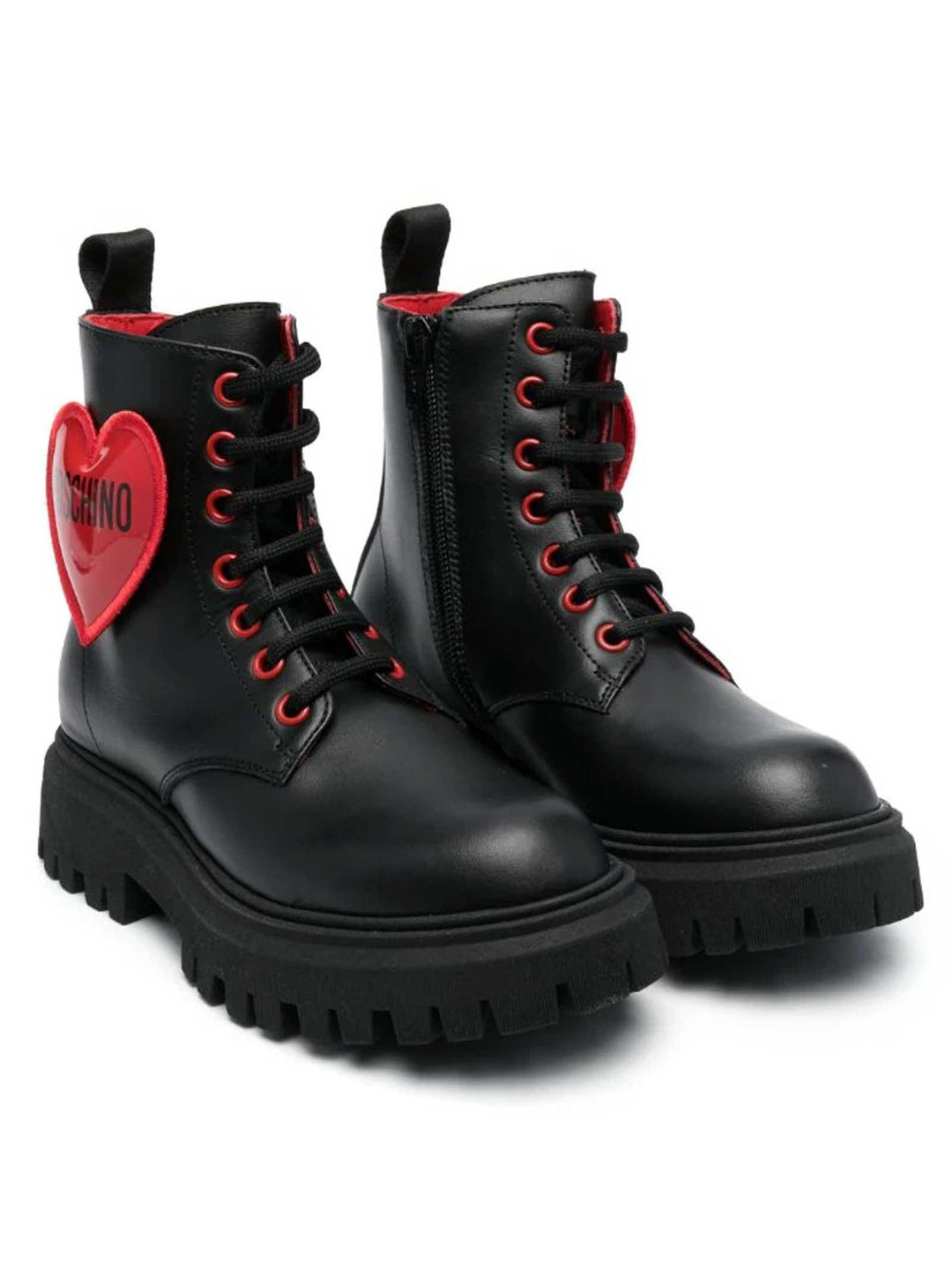 Stivali neri bambina con applicazione rossa 76046 VAR01 MOSCHINO KIDS 