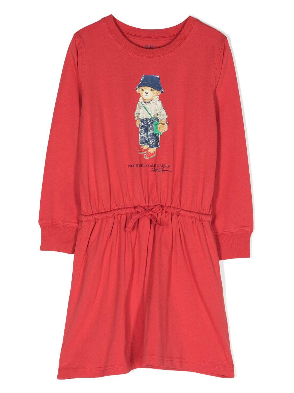 Abito rosso bambina con stampa