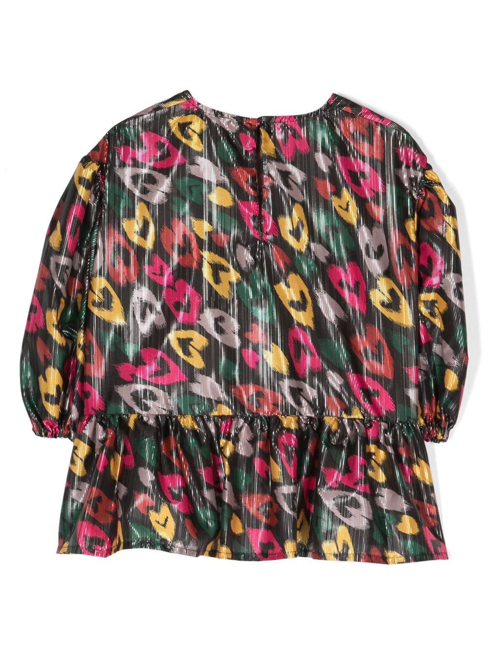 T-shirt nero e multicolor bambina con stampa