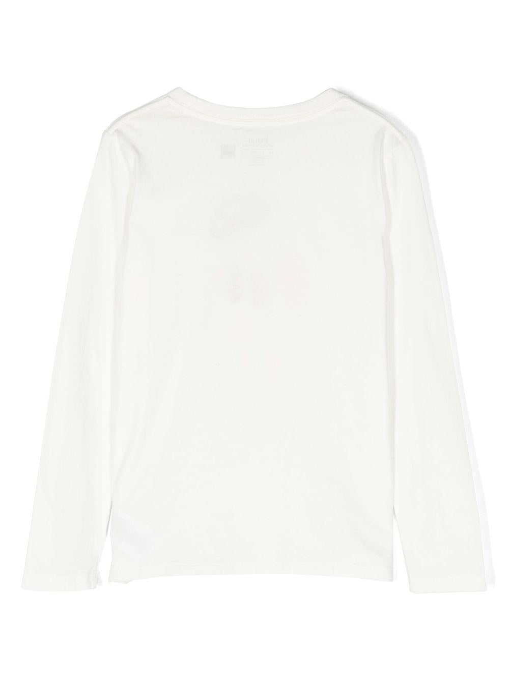 Felpa bianca bambino a maniche lunghe con stampa 312916764 001 RALPH LAUREN KIDS 