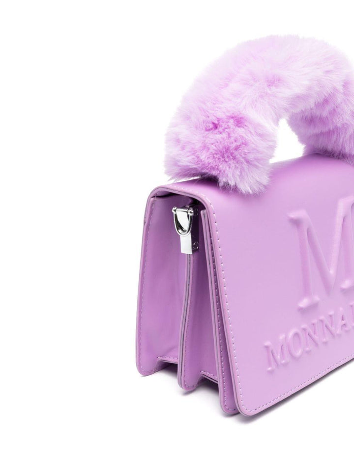 Borsa lilla bambina a spalla con logo goffrato 17B0112755 0065 Monnalisa kids 