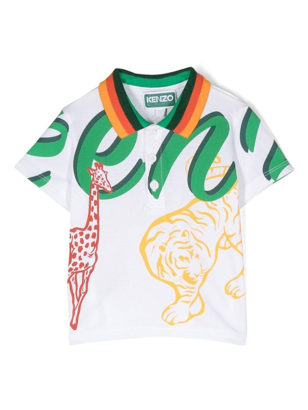 Polo bianca/multicolor neonato K05464 10P KENZO KIDS 