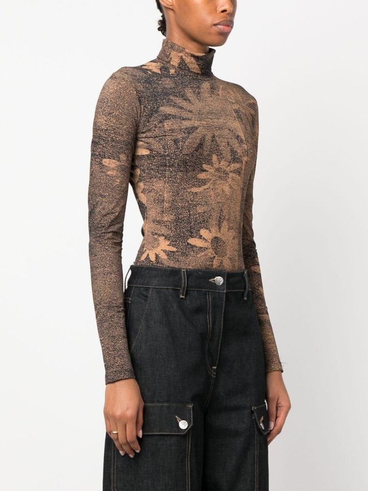 Body color caffè donna con stampa a fiori S62NA0066S24636 001S MM6 