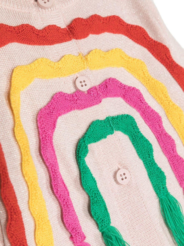 Cardigan rosa pastello e multicolor neonata con applicazioni