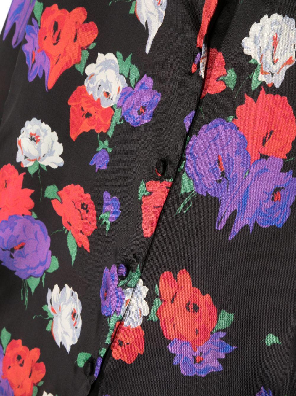 Camicia nera e multicolor bambina con stampa a fiori
