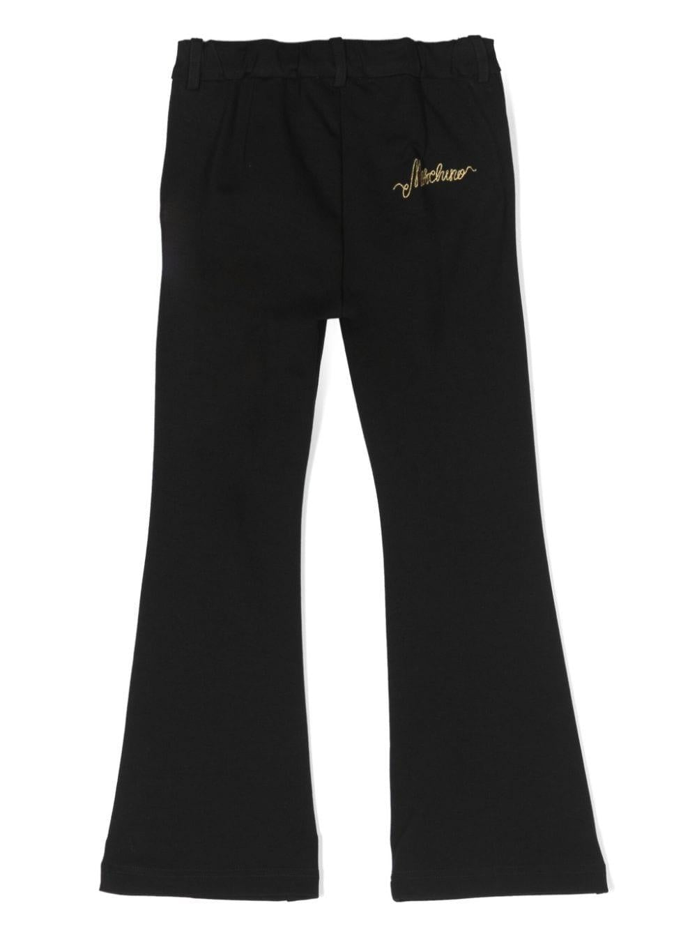 Pantaloni neri bambina con ricamo