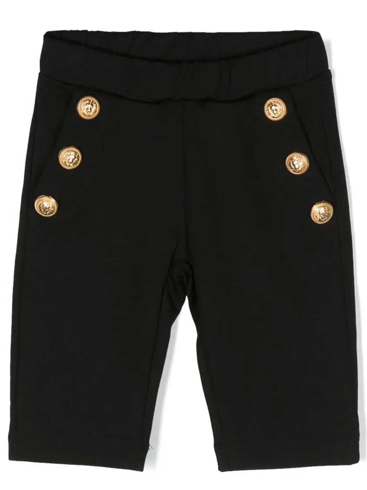Pantalone nero bambina con bottoni oro