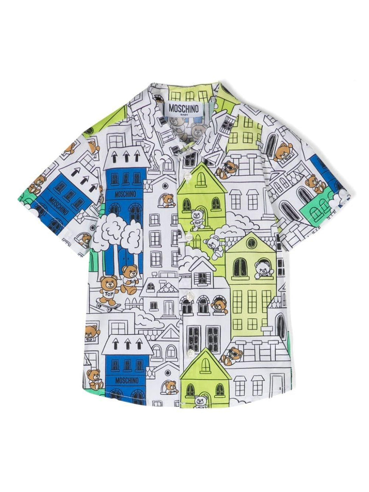 Camicia bianca/multicolore neonato