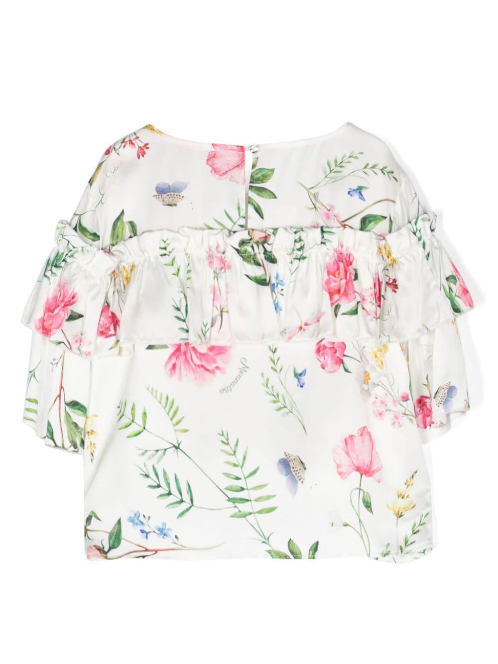 Camicia bianca/multicolor bambina