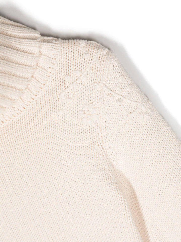 Maglione bianco avorio bambina con ricamo