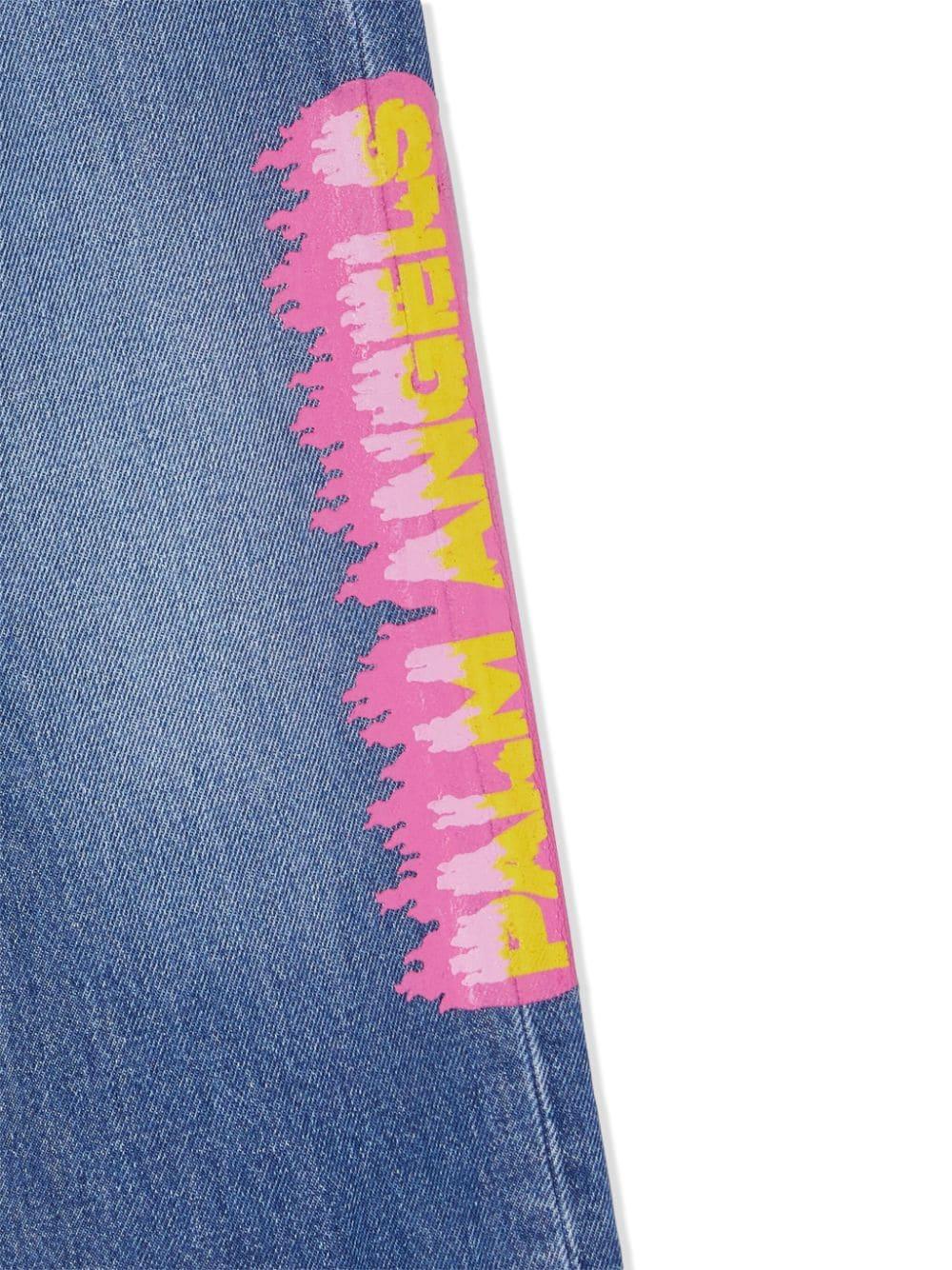Jeans blu bambina con stampa PGYA004F23DEN003 4532 PALM ANGELS KIDS 