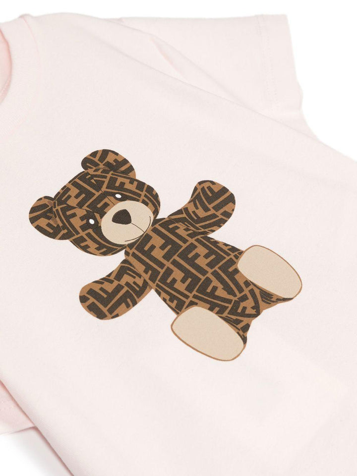 T-shirt rosa con stampa logata frontale