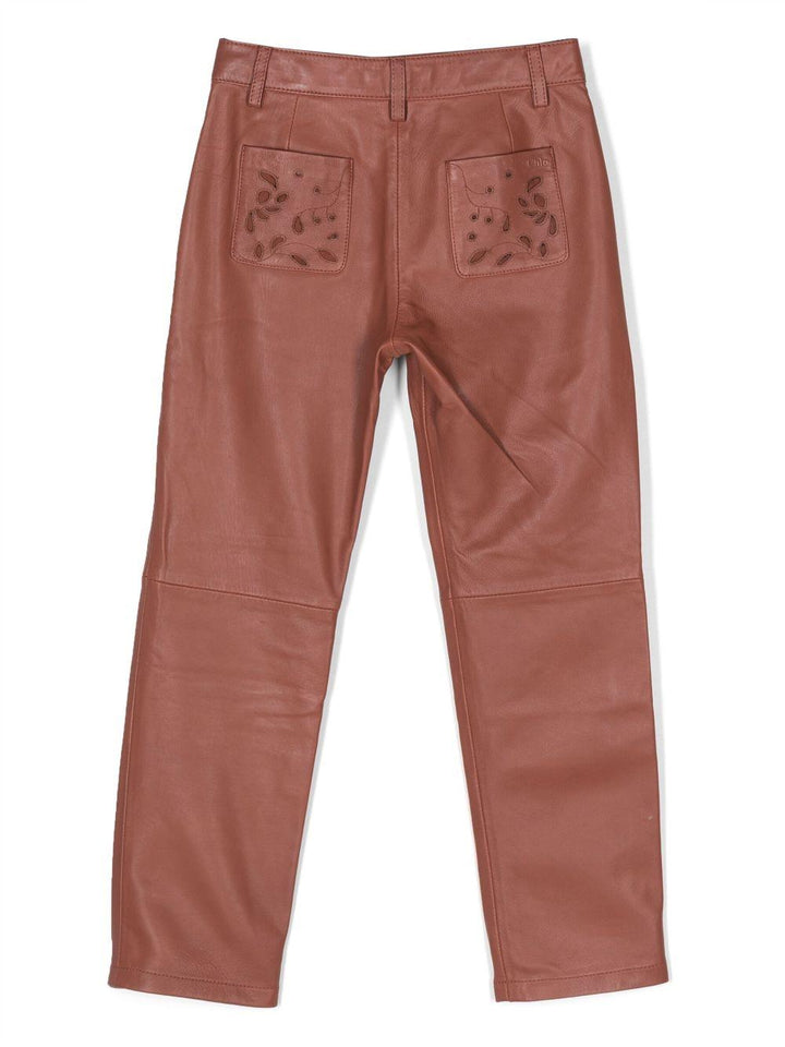 Pantaloni bambina rosso mattone