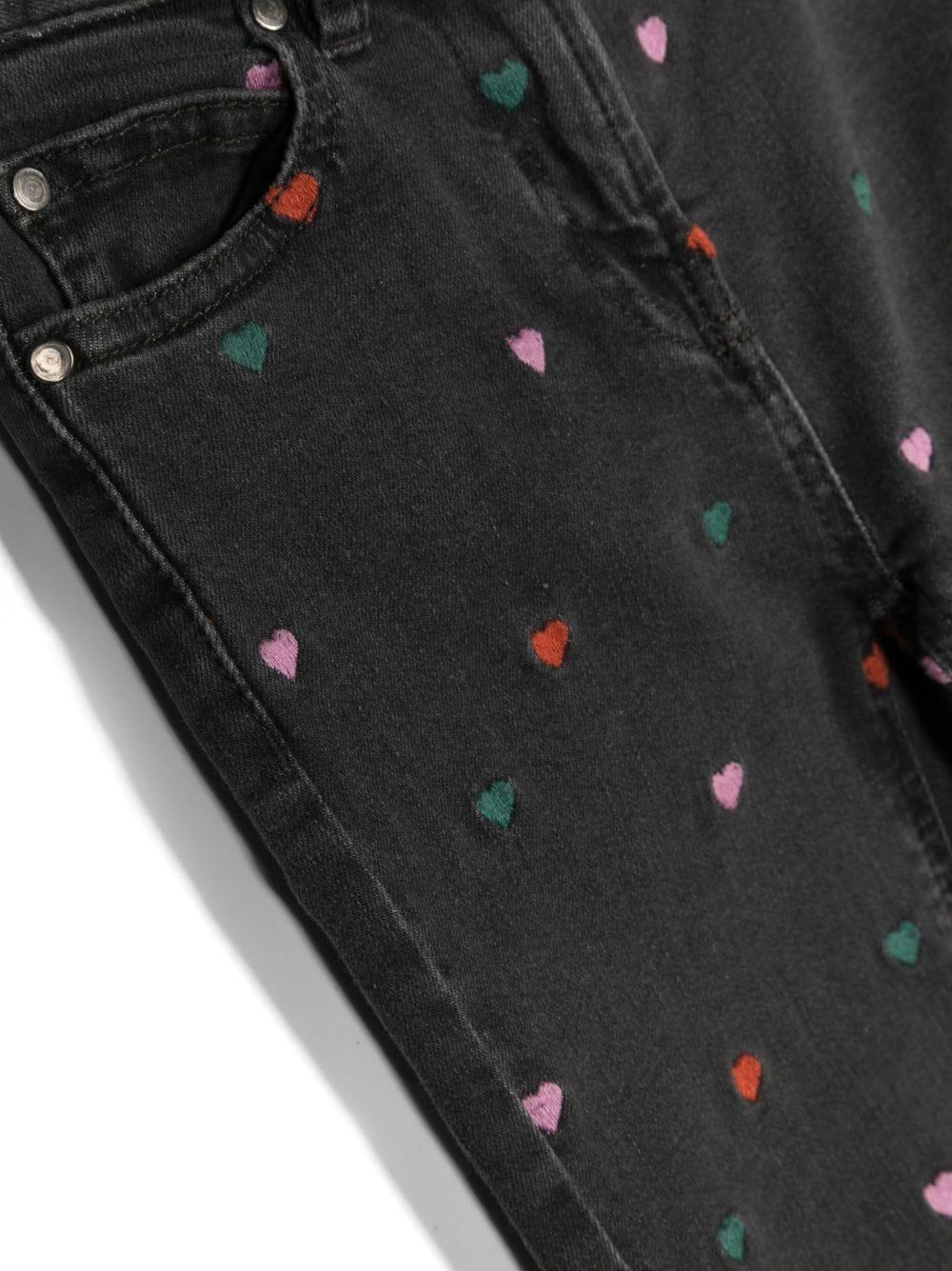 Pantaloni jeans grigio antracite bambina con ricamo