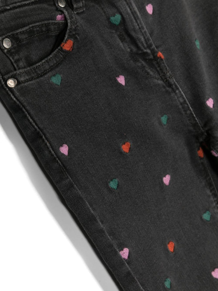 Pantaloni jeans grigio antracite bambina con ricamo