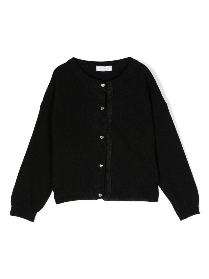 Cardigan nero bambina 17B8012052 0050 Monnalisa kids 