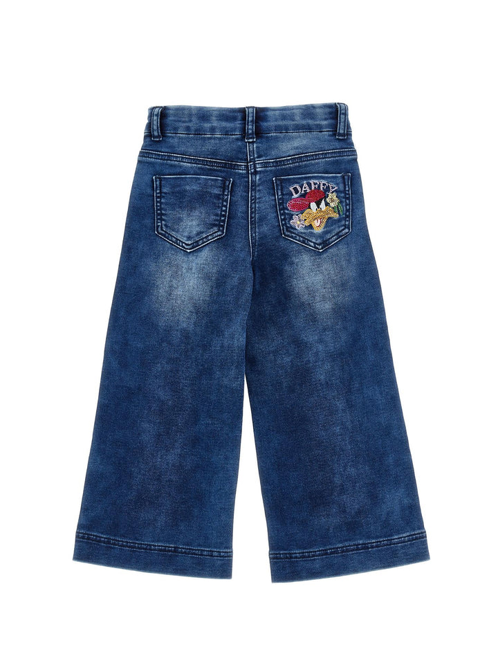 Jeans denim bambina con stampa 'Duffy Duck' posteriore