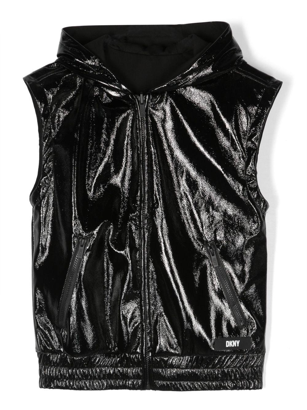 Gilet nero bambina con logo