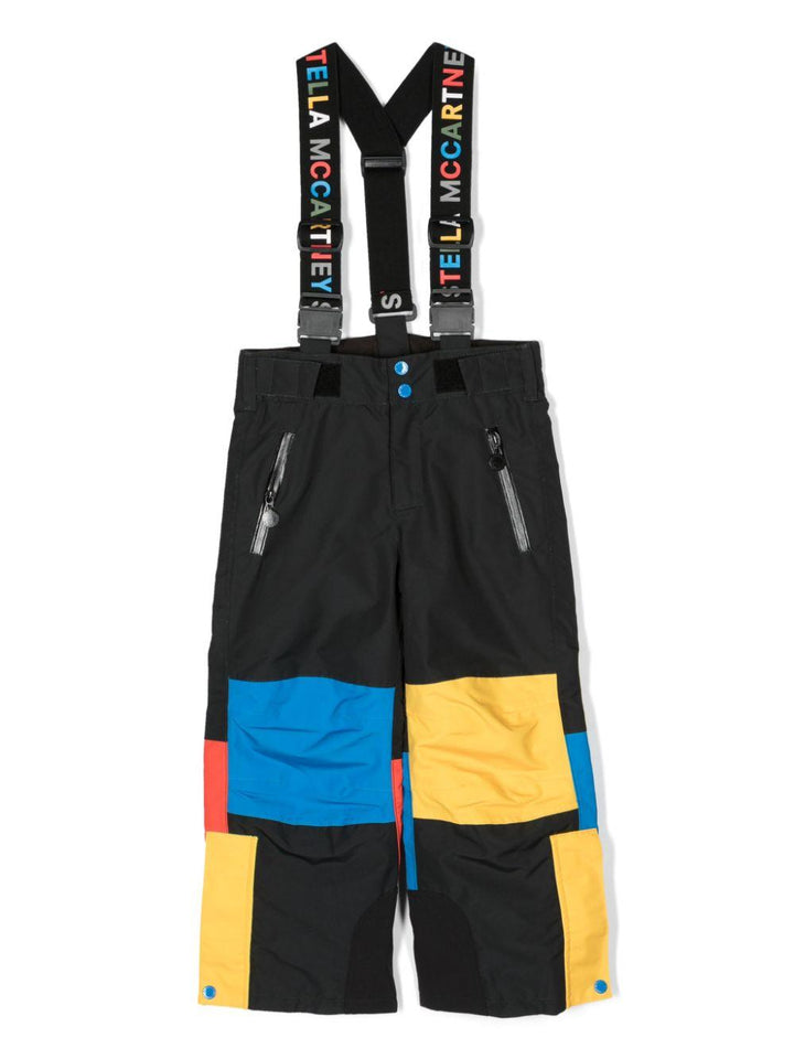 Salopette nera e multicolor bambino con logo