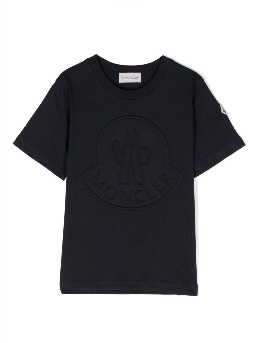 Maglia blu,con logo frontale 8C0001283907 778 Moncler Kids 