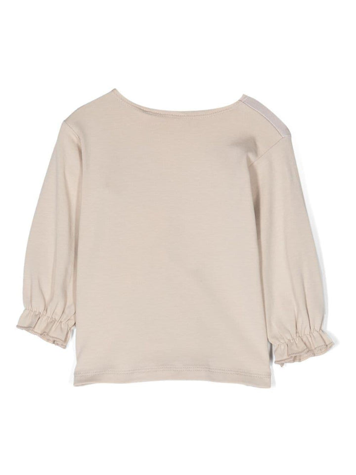 T-shirt marrone chiara neonata con stampa
