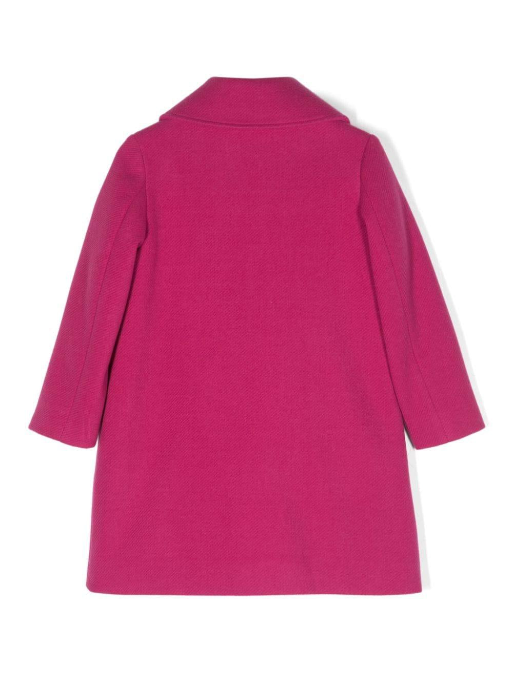 Cappotto fucsia bambina,con quattro tasche ,chiusura frontale con i bottoni
