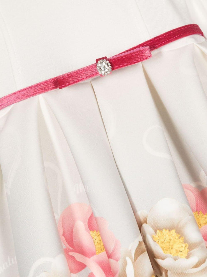 Abito bianco opaco e multicolor bambina con stampa floreale