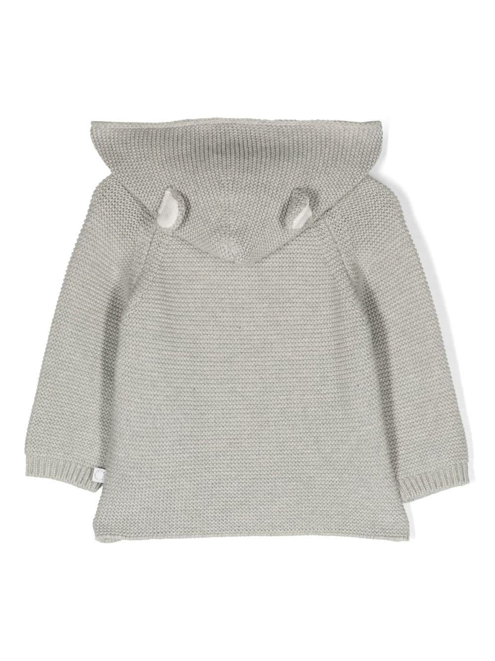 Cardigan grigio neonato con cappuccio