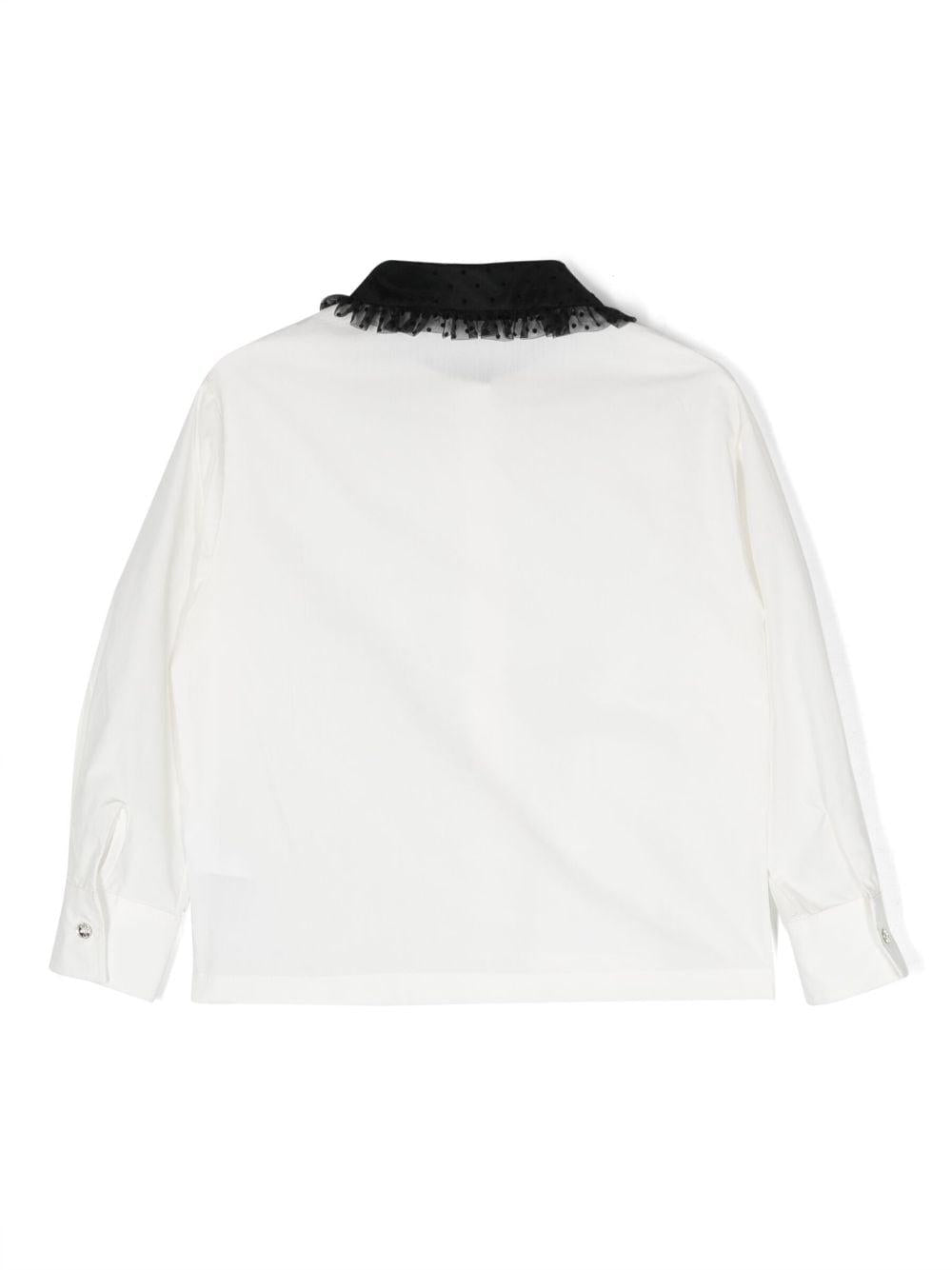 Camicia bianca con collo nero bambina 71B3002117 0150 Monnalisa kids 