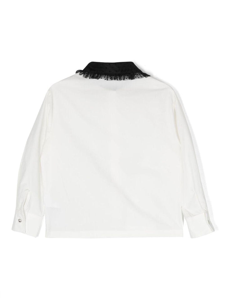 Camicia bianca con collo nero bambina 71B3002117 0150 Monnalisa kids 
