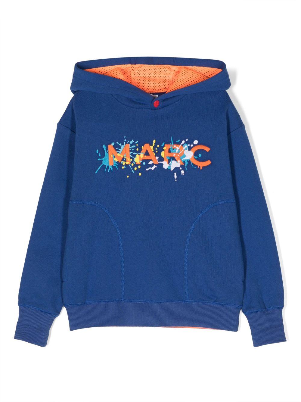 Felpa blu bambino con dettagli arancioni e cappuccio W25621 865 Marc Jacobs Kids 