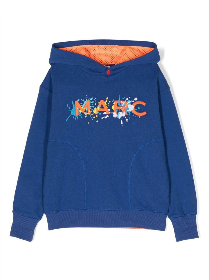 Felpa blu bambino con dettagli arancioni e cappuccio W25621 865 Marc Jacobs Kids 