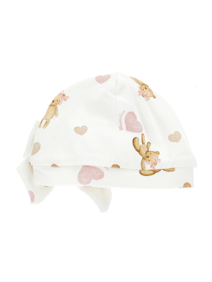 Berretto bianco neonata con stampa 35B0062099 0001 Monnalisa kids 